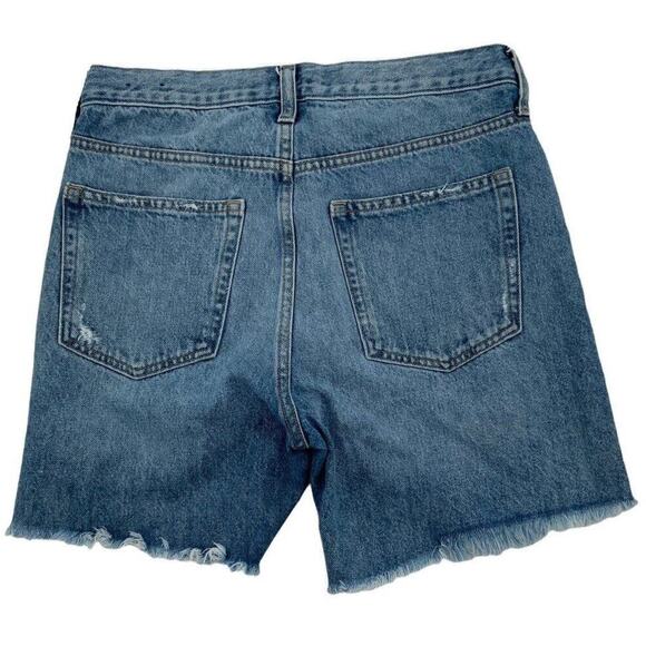 GAP Boyfriend Shorts Womens 0/25R Distressed Cutoff Hem Button Zip Pockets Denim - Picture 2 of 8